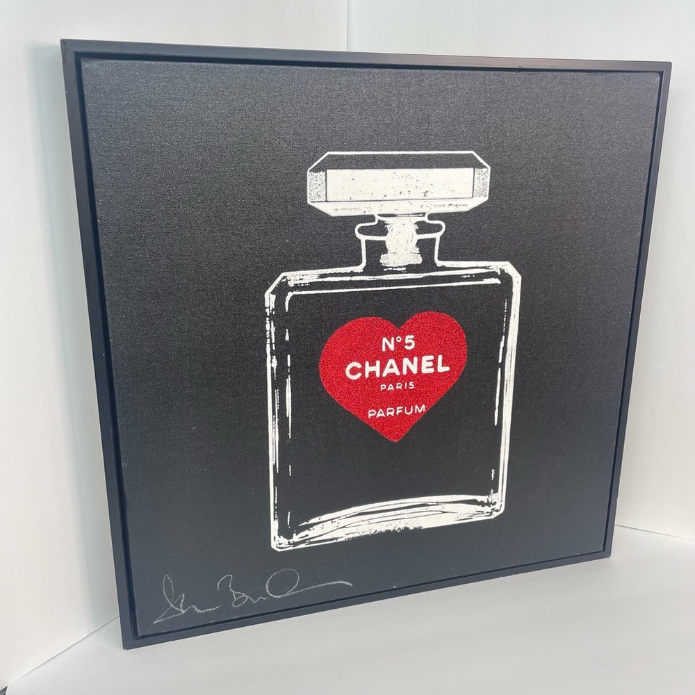 ‘I Love Chanel’ NO.5 Art Giclee Canvas Print Signed Shane Bowden Red Glitter 20” - Picture 6 of 16